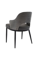 Chic Metal Chair with Dark Grey Upholstered Seat and Textured Backrest for Indoor Use