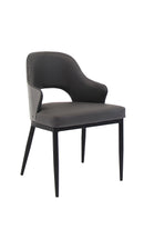 Chic Metal Chair with Dark Grey Upholstered Seat and Textured Backrest for Indoor Use