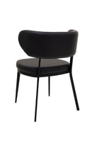 Black Metal Chair with Curved Vinyl Backrest and Cushioned Seat for Indoor Use