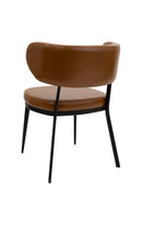 Brown Metal Chair with Curved Vinyl Backrest and Cushioned Seat for Indoor Use