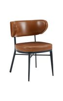 Brown Metal Chair with Curved Vinyl Backrest and Cushioned Seat for Indoor Use