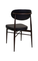 Indoor Black Metal Chair with Oval Upholstered Backrest and Padded Seat