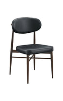 Indoor Black Metal Chair with Oval Upholstered Backrest and Padded Seat