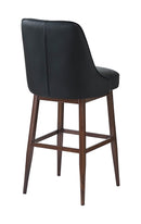 Modern Indoor Black Metal Barstool with Padded Back and Seat