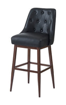 Modern Indoor Black Metal Barstool with Padded Back and Seat