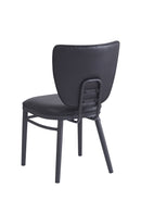 Dining Metal Chair with Curved Upholstered Backrest and Padded Seat for Indoor Use