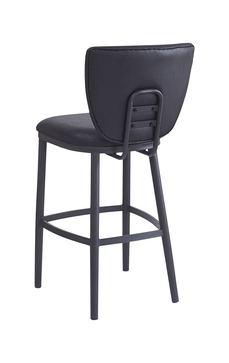 Dining Metal Barstool with Curved Upholstered Backrest and Padded Seat for Indoor Use