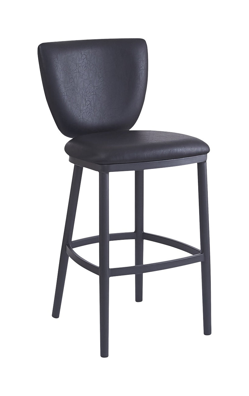 Dining Metal Barstool with Curved Upholstered Backrest and Padded Seat for Indoor Use
