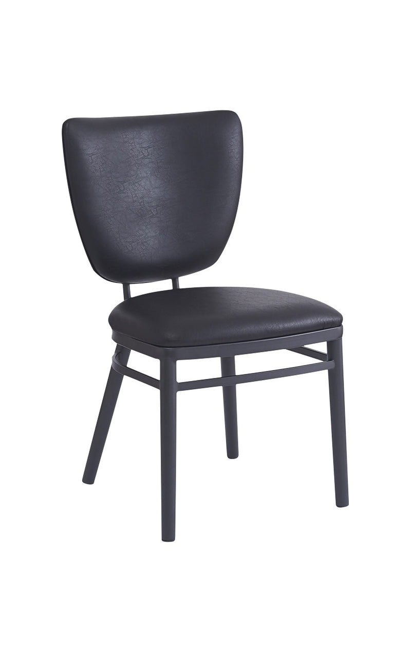 Dining Metal Chair with Curved Upholstered Backrest and Padded Seat for Indoor Use