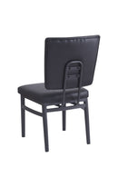 Dining Metal Chair with Tufted Upholstered Backrest and Vinyl Padded Seat for Indoor Use