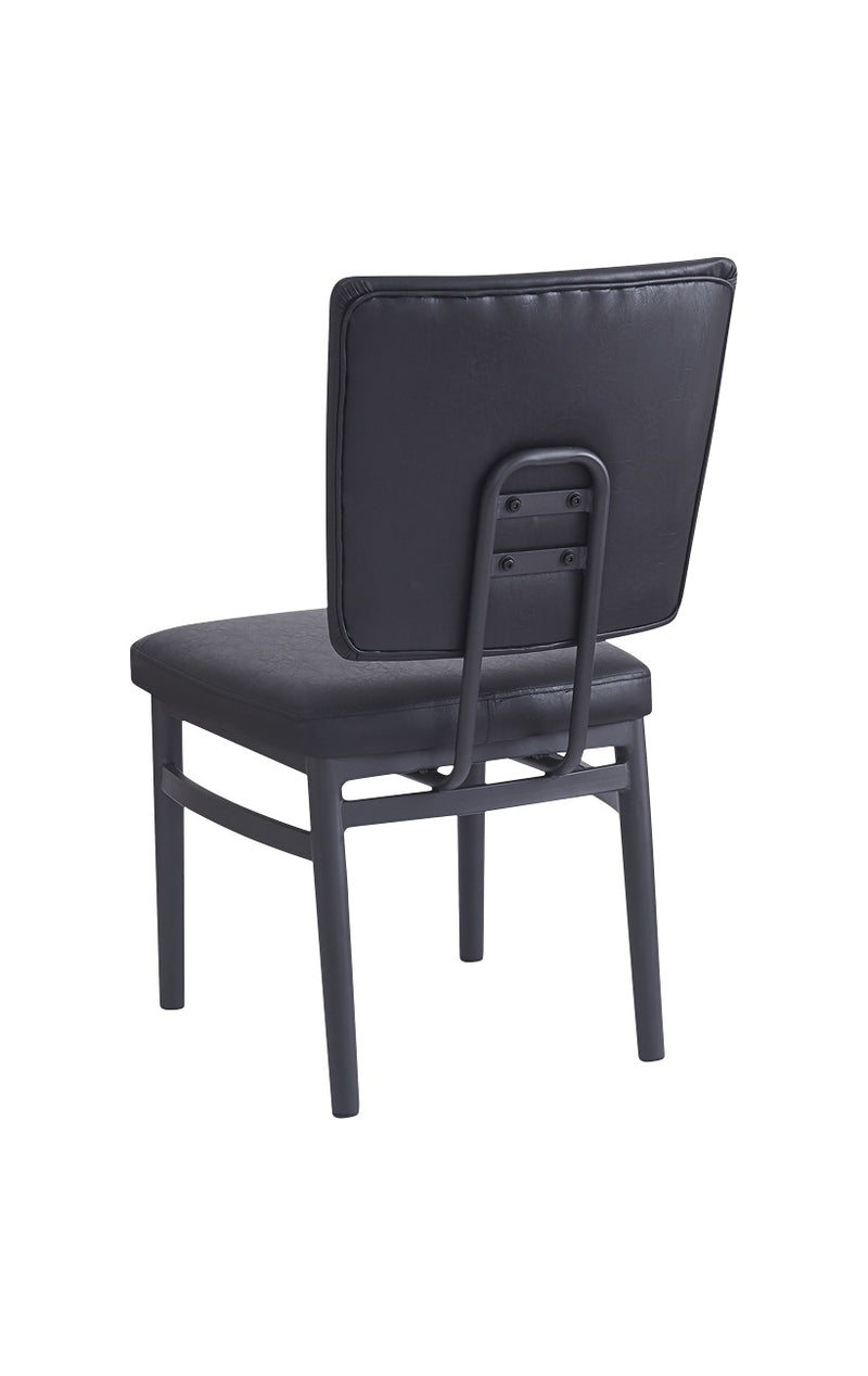 Dining Metal Chair with Tufted Upholstered Backrest and Vinyl Padded Seat for Indoor Use