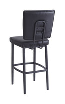 Dining Metal Barstool with Tufted Upholstered Backrest and Vinyl Padded Seat for Indoor Use