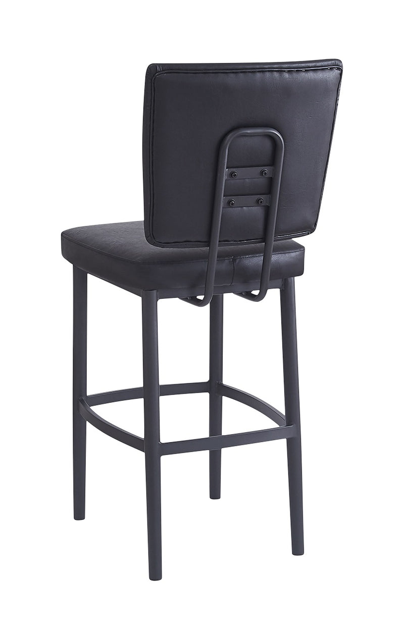 Dining Metal Barstool with Tufted Upholstered Backrest and Vinyl Padded Seat for Indoor Use