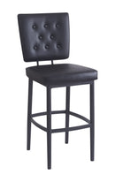 Dining Metal Barstool with Tufted Upholstered Backrest and Vinyl Padded Seat for Indoor Use