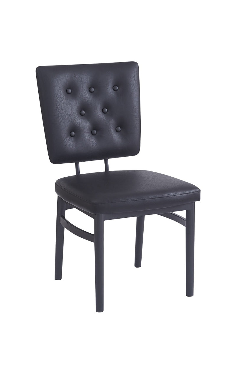 Dining Metal Chair with Tufted Upholstered Backrest and Vinyl Padded Seat for Indoor Use