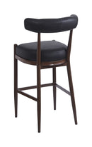 Dining Metal Bar Stool with Vinyl Seat and Curved Backrest for Indoor Use