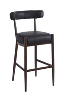 Dining Metal Bar Stool with Vinyl Seat and Curved Backrest for Indoor Use