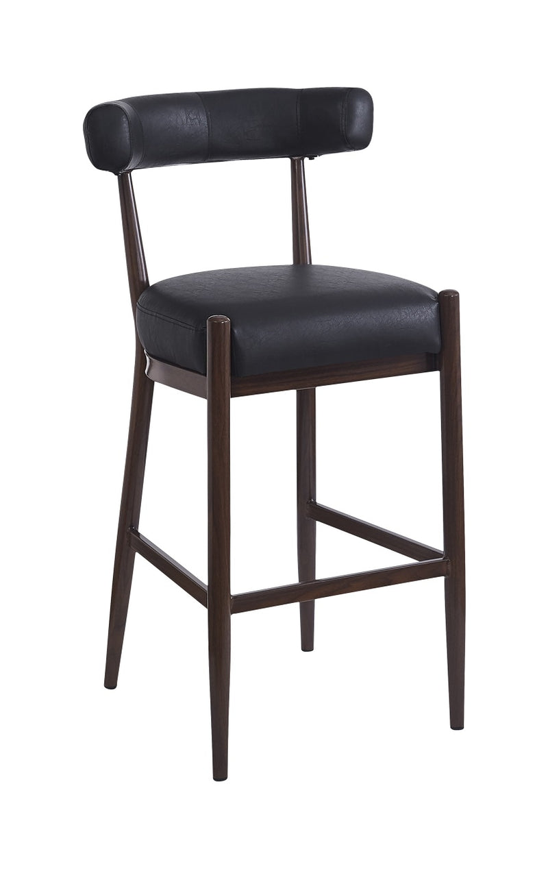 Dining Metal Bar Stool with Vinyl Seat and Curved Backrest for Indoor Use