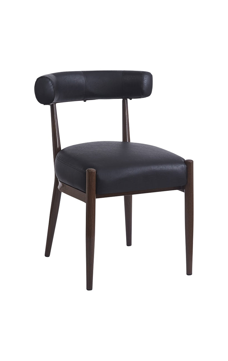 Dining Metal Chair with Vinyl Seat and Curved Backrest for Indoor Use