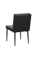 Button Tufted Black Indoor Metal Chair with Vinyl Upholstered Seat and Back