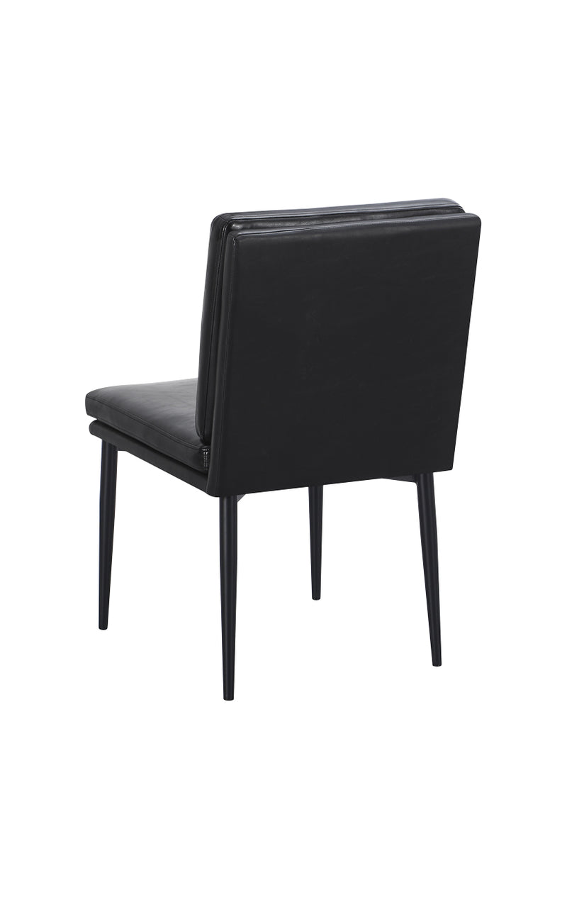 Button Tufted Black Indoor Metal Chair with Vinyl Upholstered Seat and Back