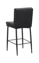 Button Tufted Black Indoor Metal Barstool with Vinyl Upholstered Seat and Back