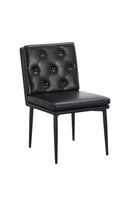 Button Tufted Black Indoor Metal Chair with Vinyl Upholstered Seat and Back