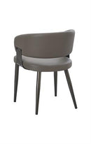 Chic Dark Grey Metal Chair with Upholstered Seat and Back for Indoor Use