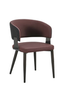 Chic Burgundy Metal Chair with Upholstered Seat and Back