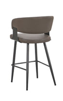 Chic Dark Grey Metal Barstool with Upholstered Seat and Back for Indoor Use