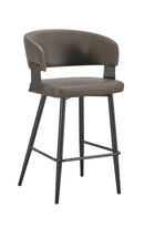 Chic Dark Grey Metal Barstool with Upholstered Seat and Back for Indoor Use