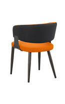 Chic Orange Metal Chair with Upholstered Seat and Back