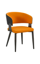 Chic Orange Metal Chair with Upholstered Seat and Back