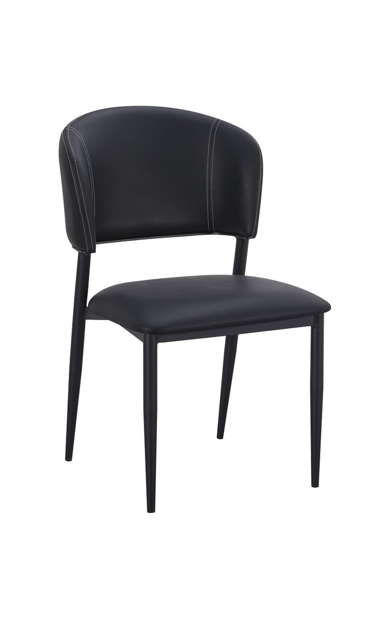 Indoor Dining Metal Chair with Black Vinyl Seat and Back
