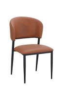 Indoor Dining Metal Chair with Brown Vinyl Seat and Back
