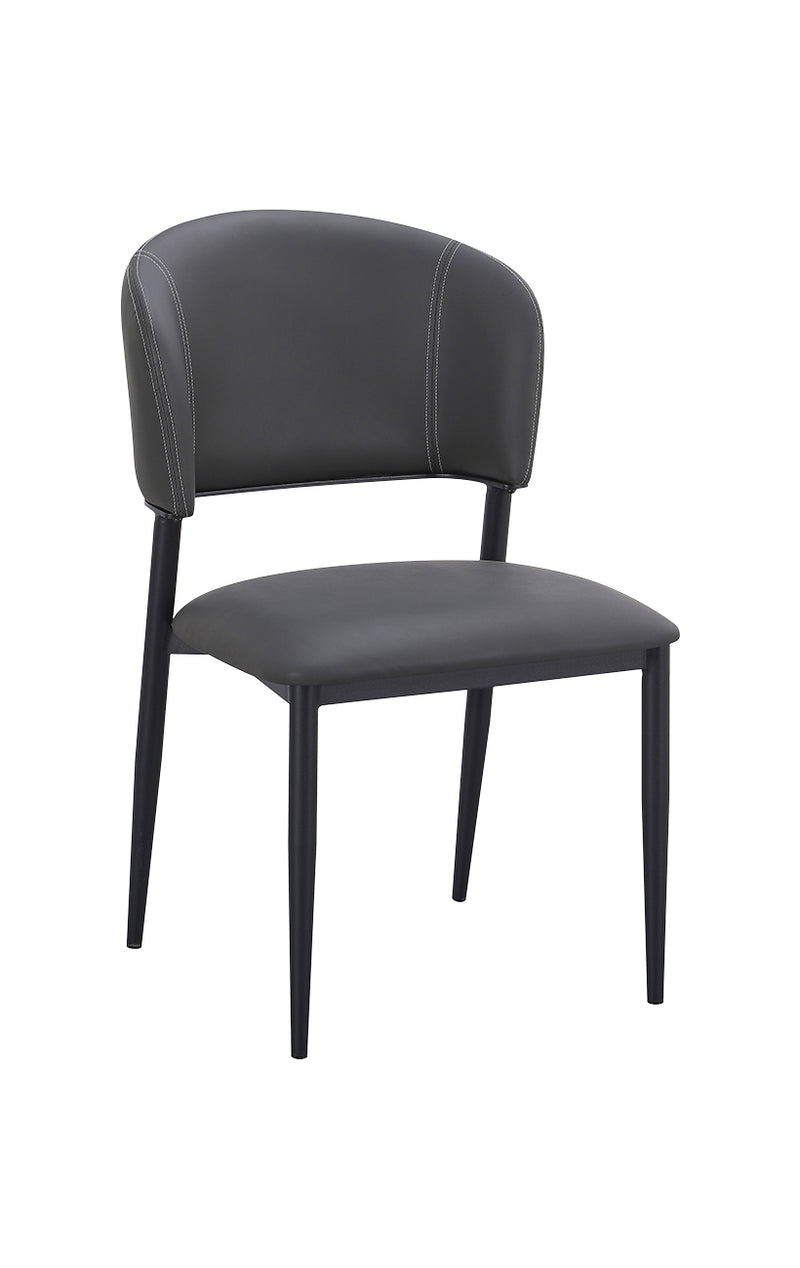 Indoor Dining Metal Chair with Grey Vinyl Seat and Back