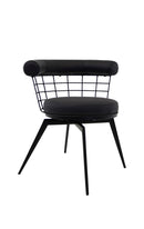 Stylish Indoor Black Swivel Chair with Black Upholstered Cushion and Metal Wire Backrest