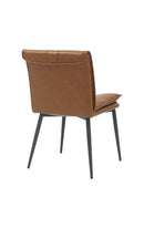 Indoor Metal Chair with Padded Seat and Vinyl Vertical Stitching Back in Brown