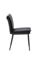 Indoor Metal Chair with Padded Seat and Vinyl Vertical Stitching Back in Black