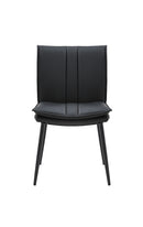 Indoor Metal Chair with Padded Seat and Vinyl Vertical Stitching Back in Black