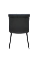 Indoor Metal Chair with Padded Seat and Vinyl Vertical Stitching Back in Black