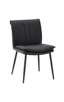 Indoor Metal Chair with Padded Seat and Vinyl Vertical Stitching Back in Black