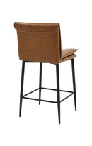 Indoor Metal Bar Stool with Padded Seat and Vinyl Vertical Stitching Back in Brown