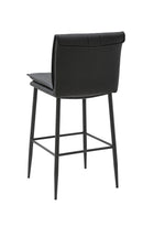 Indoor Metal Bar Stool with Padded Seat and Vinyl Vertical Stitching Back in Black