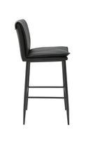 Indoor Metal Bar Stool with Padded Seat and Vinyl Vertical Stitching Back in Black