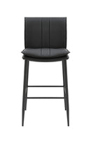 Indoor Metal Bar Stool with Padded Seat and Vinyl Vertical Stitching Back in Black