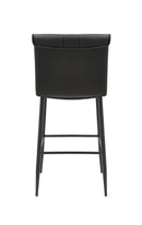 Indoor Metal Bar Stool with Padded Seat and Vinyl Vertical Stitching Back in Black