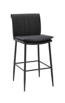 Indoor Metal Bar Stool with Padded Seat and Vinyl Vertical Stitching Back in Black