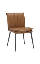 Indoor Metal Chair with Padded Seat and Vinyl Vertical Stitching Back in Brown