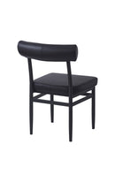 Indoor Metal Chair with Cylindrical Upholstered Backrest and Padded Seat